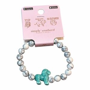 Simply Southern Black & White Crackle Beads with Blue  Lion Tracker Bracelet